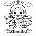 A cute Christian toddler coloring page for ages 3–6