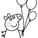 Free Peppa Pig Coloring Pages - Peppa Pig with Ballons coloring page