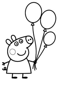 Free Peppa Pig Coloring Pages - Peppa Pig with Ballons coloring page